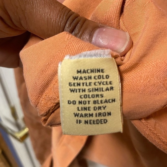Caribbean Men orange button down  silk and cotton blend shirt sleeve  top size M - Picture 6 of 8